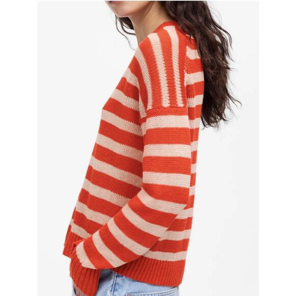 Madewell Linen Drop-Shoulder Sweater WMNS XL Red Gray Long Sleeve Pullover NU918 - Picture 5 of 12